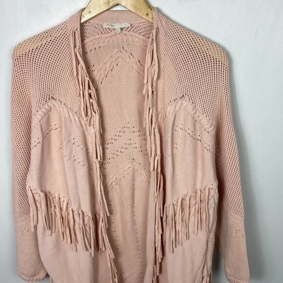 Maje Pink Fringe Open Front Cardigan Knit Sweater Size Medium Maje Size 2 Boho - Picture 6 of 10